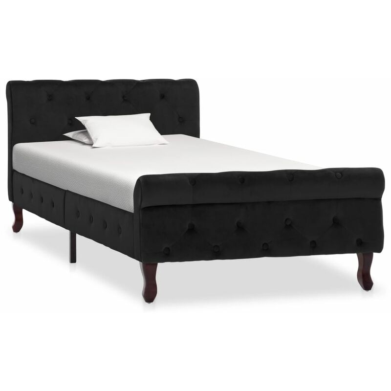 

Estructura de cama de terciopelo negro 90x200 cm