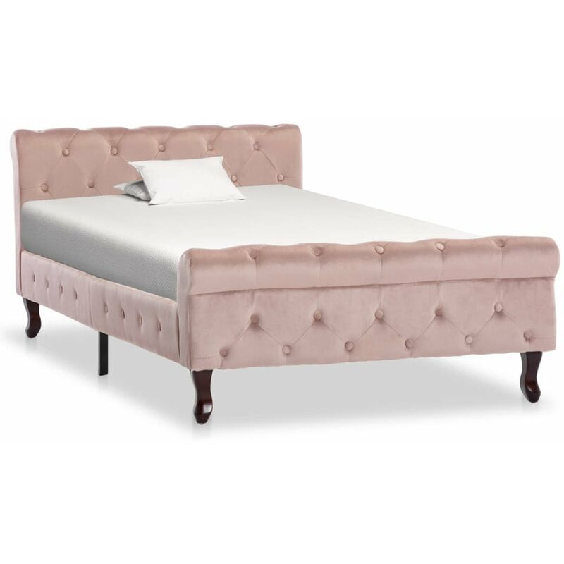 

Estructura de cama de terciopelo rosa 100x200 cm