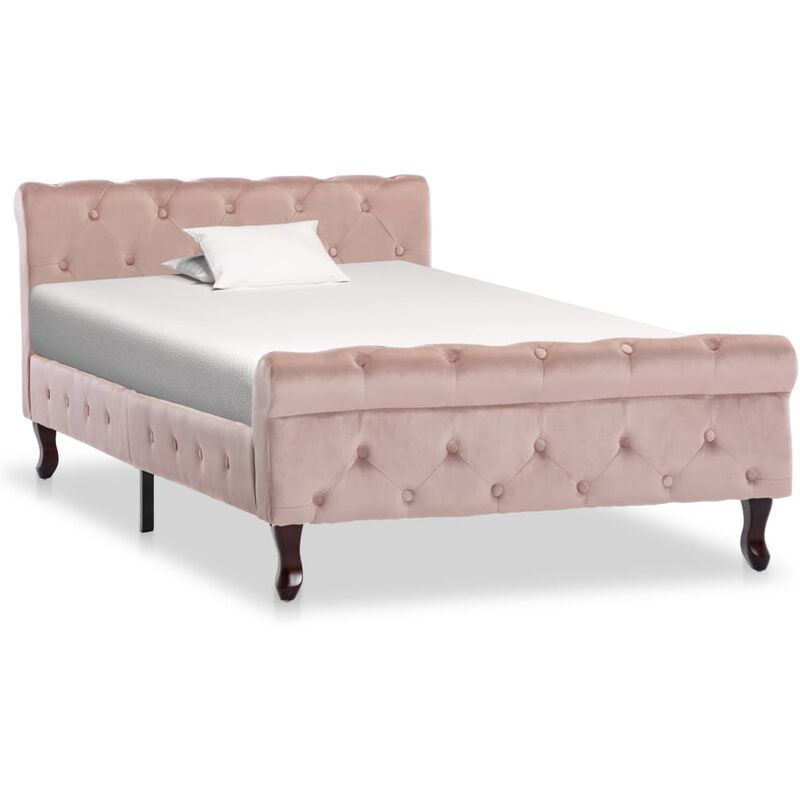

Estructura de cama de terciopelo rosa 100x200 cm