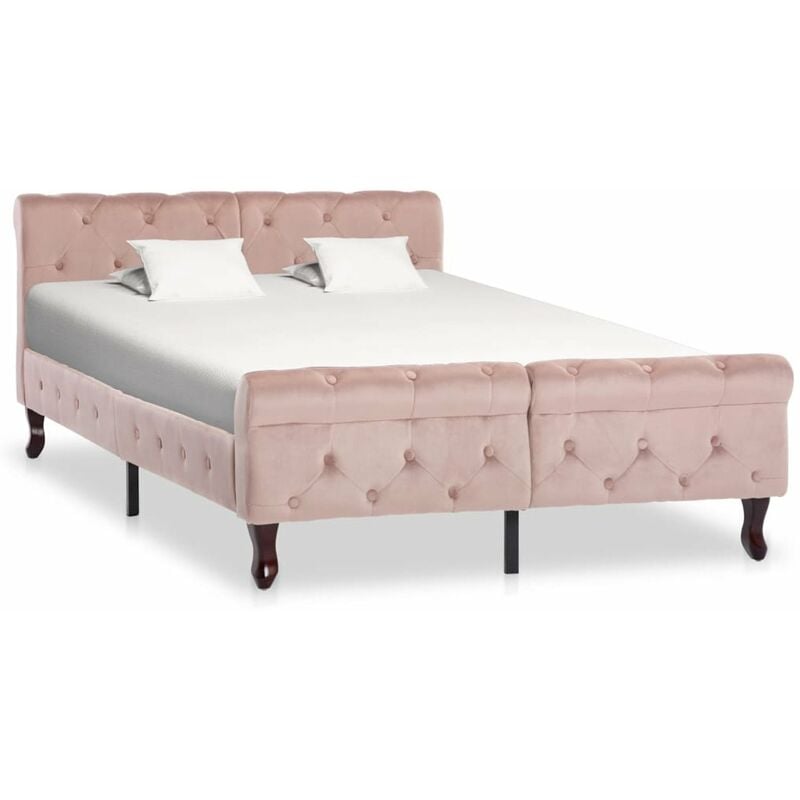 

Happyshopping - Estructura de cama de terciopelo rosa 120x200 cm