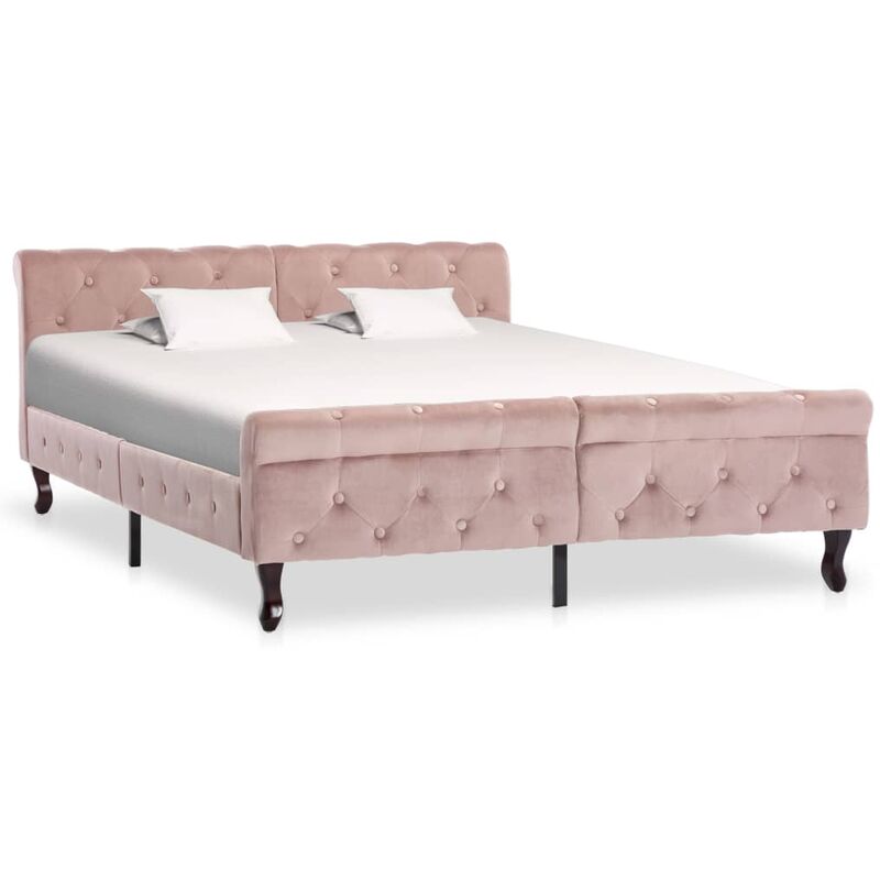 

Estructura de cama de terciopelo rosa 140x200 cm
