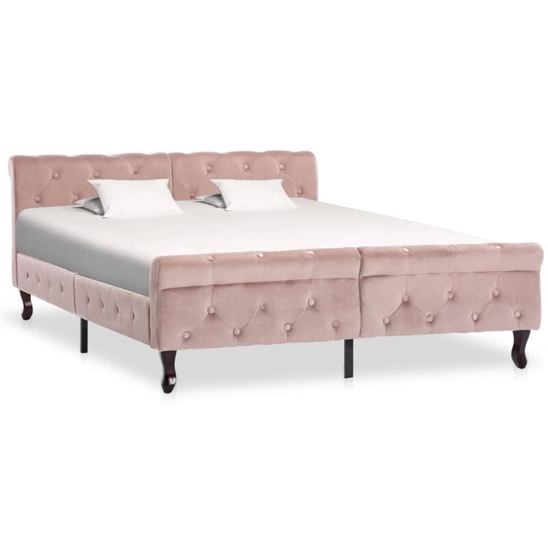 

Estructura de cama de terciopelo rosa 140x200 cm