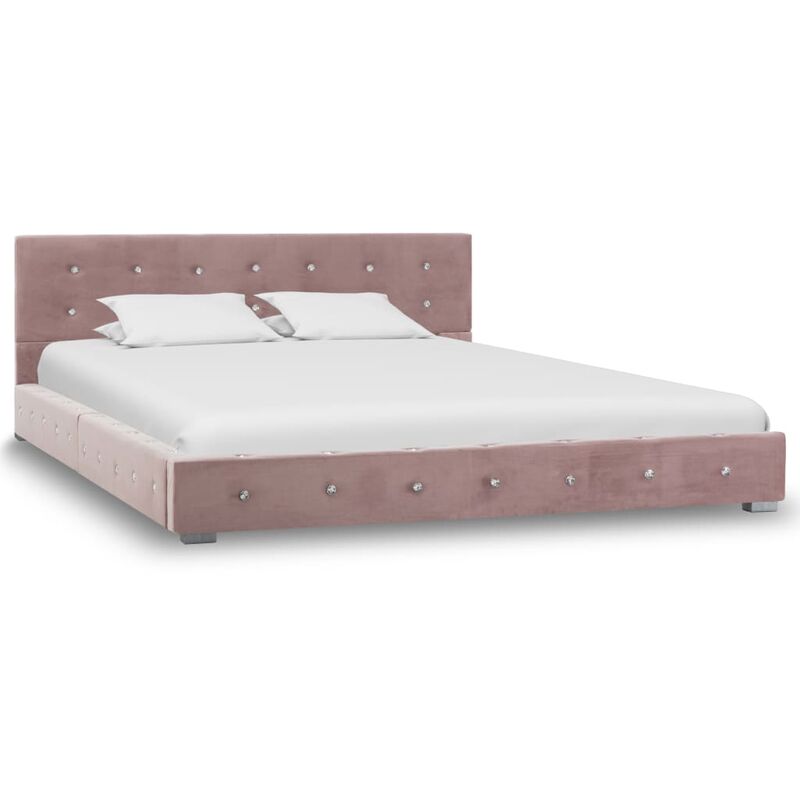 

Estructura de cama de terciopelo rosa 140x200 cm - Rosa