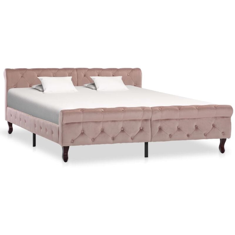

Estructura de cama de terciopelo rosa 160x200 cm - Rosa