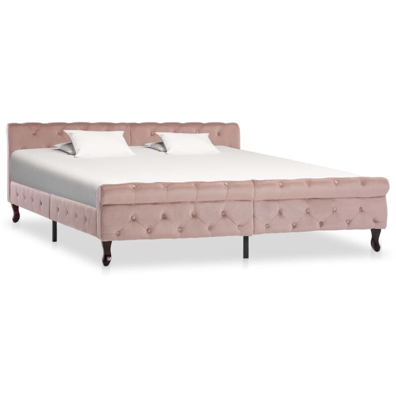 

Estructura de cama de terciopelo rosa 180x200 cm