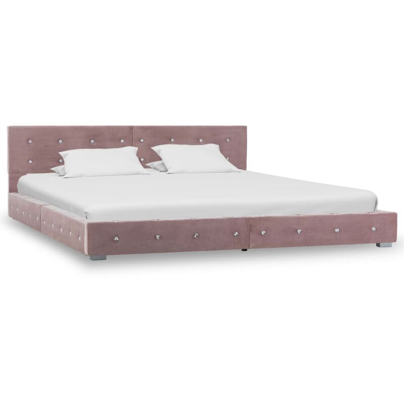 

Estructura de cama de terciopelo rosa 180x200 cm - Rosa