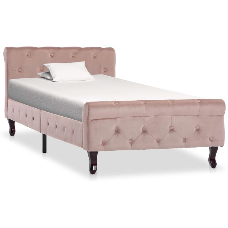 

Estructura de cama de terciopelo rosa 90x200 cm - Rosa