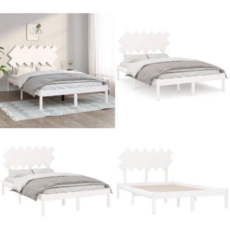 Estructura de cama doble de madera maciza blanco 135x190 cm - Estructura de cama - Cama doble