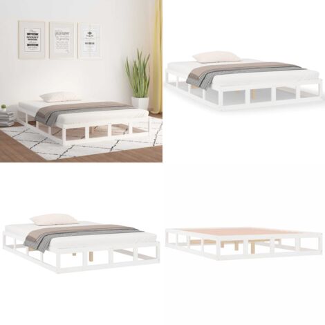 Estructura de cama doble de madera maciza blanco 135x190 cm - Estructura de cama - Cama doble