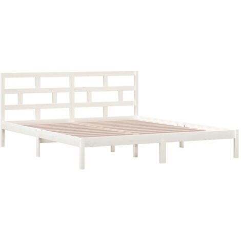 Estructura de cama doble de madera maciza blanco 135x190 cm vidaXL