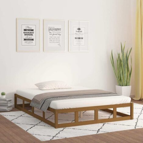 Estructura de cama doble madera maciza marrón miel 120x190 cm vidaXL