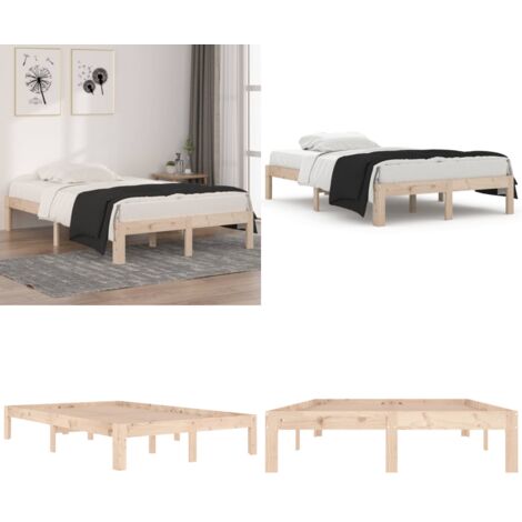 Estructura de cama doble pequeña sin colchón 120x190 cm - Cama de madera - Cama doble