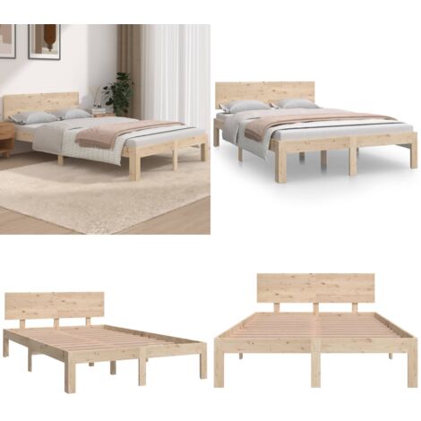 Estructura de cama doble pequeña sin colchón 120x190 cm - Cama de madera - Cama doble