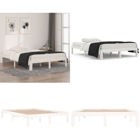 Estructura de cama doble sin colchón blanco 135x190 cm - Estructura de cama - Cama doble