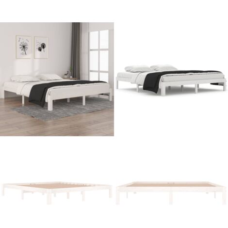 Estructura de cama doble sin colchón blanco 180x200 cm - Cama de madera - Cama doble