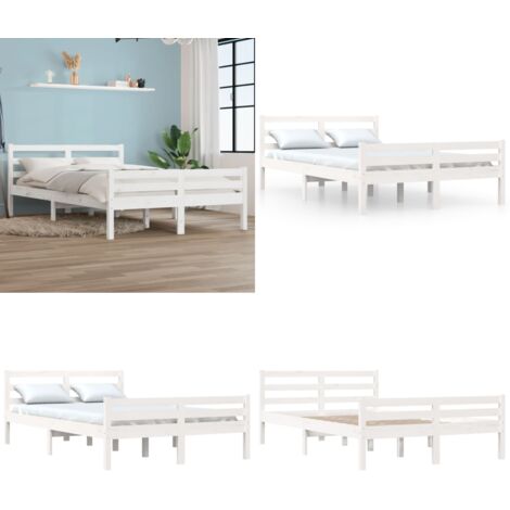 Estructura de cama doble sin colchón madera blanco 135x190 cm - Estructura de cama - Cama doble