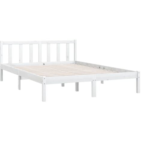 Estructura de cama doble sin colchón madera maciza blanco vidaXL