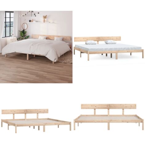 Estructura de cama doble sin colchón madera maciza - Estructura de cama - Cama doble