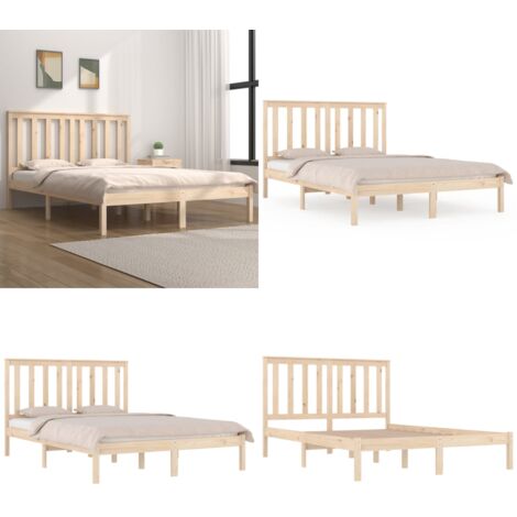 Estructura de cama doble sin colchón madera maciza - Estructura de cama - Somier de madera