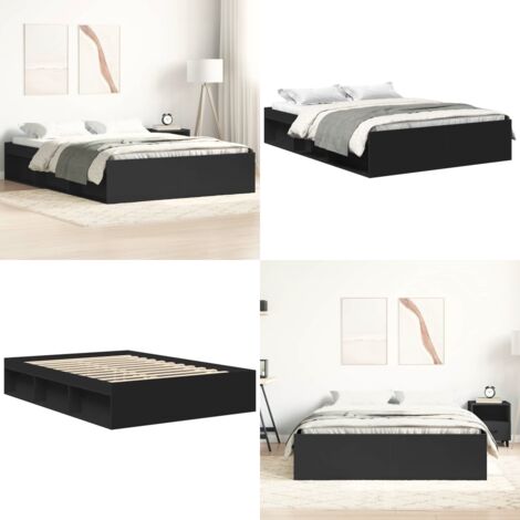 Estructura de cama doble sin colchón negro 135x190 cm - Estructura de cama - Cama con colchón