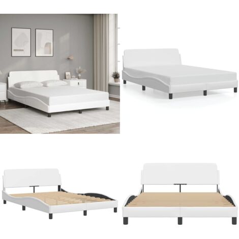 Estructura de cama Dover cuero sintético blanco 140x190cm - Estructura de cama - Cabecero de cama