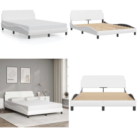 Estructura de cama Dover cuero sintético blanco 140x200cm - Estructura de cama - Cabecero de cama