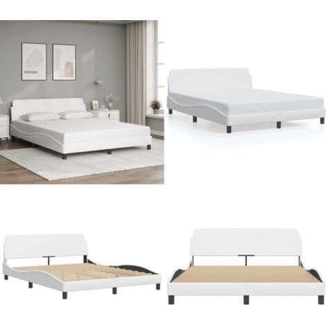 Estructura de cama Dover cuero sintético blanco 160x200cm - Estructura de cama - Cabecero de cama