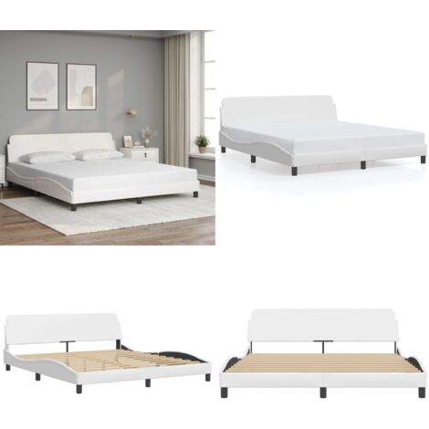 Estructura de cama Dover cuero sintético blanco 180x200cm - Estructura de cama - Cabecero de cama