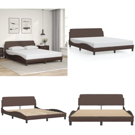Estructura de cama Dover cuero sintético marrón 160x200cm - Estructura de cama - Cabecero de cama