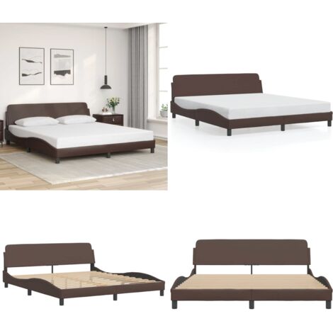 Estructura de cama Dover cuero sintético marrón 180x200cm - Estructura de cama - Cabecero de cama