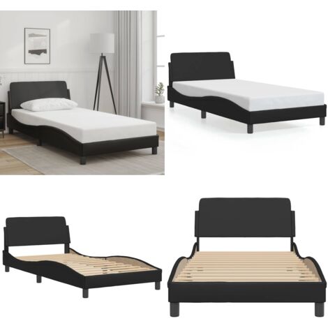 Estructura de cama Dover cuero sintético negro 100x200 cm - Estructura de cama - Cabecero de cama