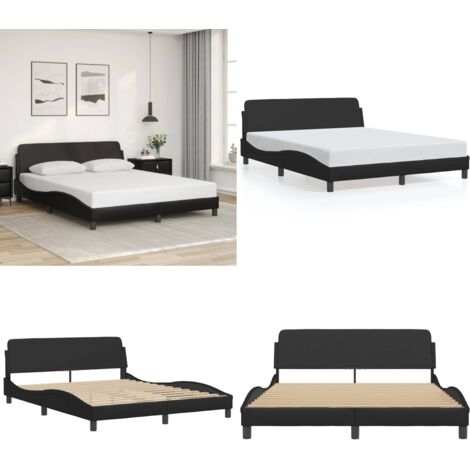 Estructura de cama Dover cuero sintético negro 160x200 cm - Estructura de cama - Cabecero de cama
