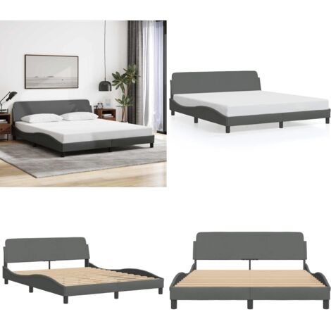 Estructura de cama Dover de tela gris oscuro 160x200 cm - Estructura de cama - Cabecero de cama
