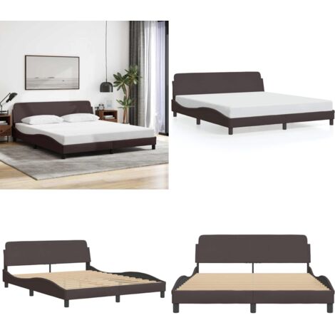 Estructura de cama Dover de tela marrón oscuro 160x200 cm - Estructura de cama - Cama con cabecero marrón