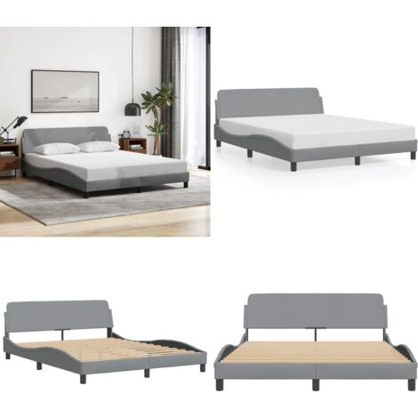 Estructura de cama Dover tela gris claro 160x200 cm - Estructura de cama - Cabecero de cama