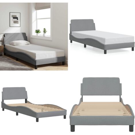 Estructura de cama Dover tela gris claro 90x200 cm - Estructura de cama - Cabecero de cama