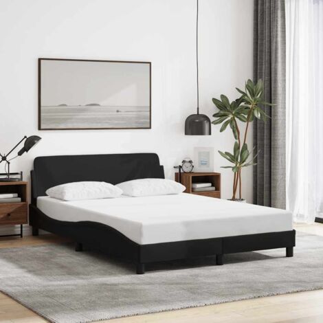 Estructura de cama Dover tela negro 140x200 cm