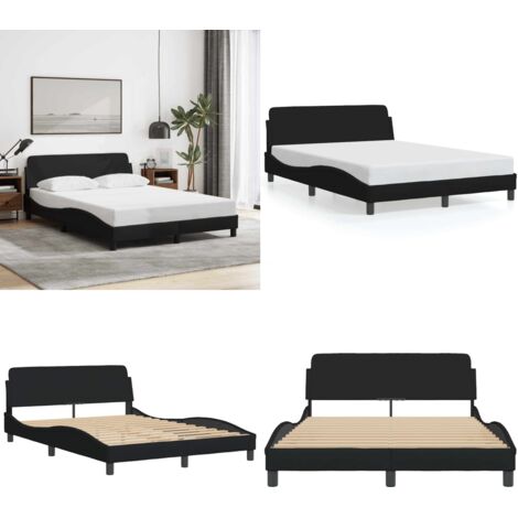 Estructura de cama Dover tela negro 140x200 cm - Estructura de cama - Cabecero de cama