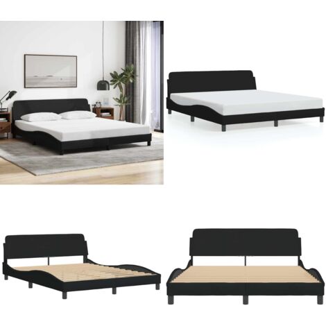 Estructura de cama Dover tela negro 160x200 cm - Estructura de cama - Cabecero de cama