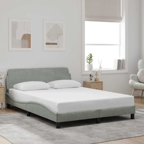 Estructura de cama Dover terciopelo gris claro 140x200 cm
