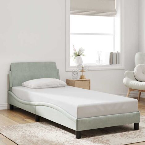 Estructura de cama Dover terciopelo gris claro 80x200 cm