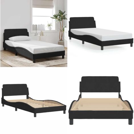 Estructura de cama Dover terciopelo negro 100x200 cm - Estructura de cama - Cabecero de cama
