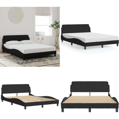 Estructura de cama Dover terciopelo negro 140x200 cm - Estructura de cama - Cabecero de cama