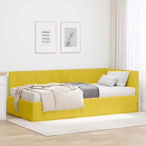 Estructura de cama en esquina Amarillo 90 x 190 cm Terciopelo