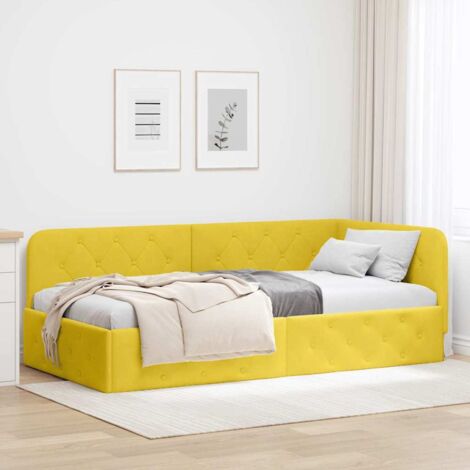 Estructura de cama en esquina Amarillo 90 x 200 cm Terciopelo