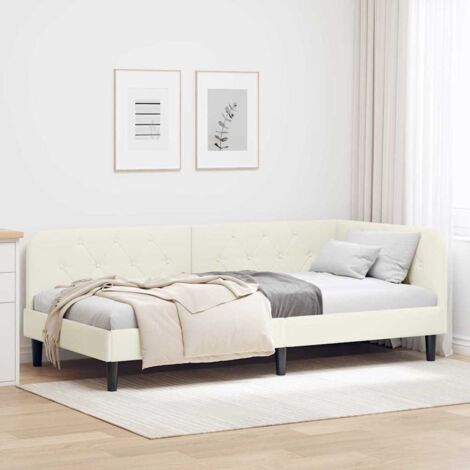 Estructura de cama en esquina Amarillo 90 x 200 cm Terciopelo vidaXL