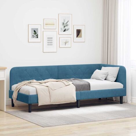 Estructura de cama en esquina Azul 80 x 200 cm Terciopelo