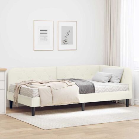Estructura de cama en esquina Crema 90 x 200 cm Terciopelo