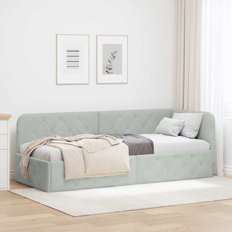 Estructura de cama en esquina Gris Claro 80 x 200 cm Terciopelo
