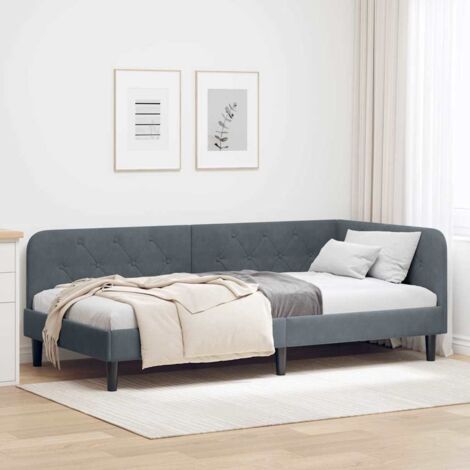 Estructura de cama en esquina Gris oscuro 100 x 200 cm